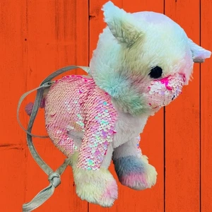 Mermaid Tie Dye Sequin Llama Purse Plush Furry Shoulder Purse Fairy Core Kidcore - Picture 1 of 5