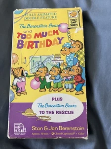 Berenstain Bears: Too Much Birthday & To The Rescue VHS 80s cartoon 1st Time Vid - Picture 1 of 4