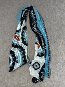 Theodora & Callum Scarf Blue White Boho Hippie Rayon Wrap 78x39 Rectangle Large - Picture 1 of 6