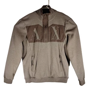 Armani Exchange A/X sweatshirt mens M Medium gray 1/4 zip mock neck sweater - Picture 1 of 9