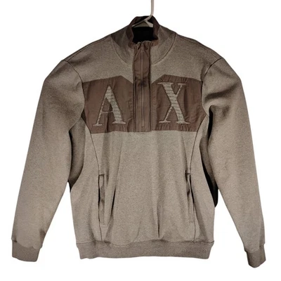 Armani Exchange A/X sweatshirt mens M Medium gray 1/4 zip mock neck sweater - Image 1 of 4