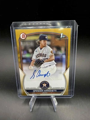 2023 Bowman Draft Spencer Arrighetti Auto Gold 1st RC ROOKIE SP #/50 Astros - Image 1 of 2