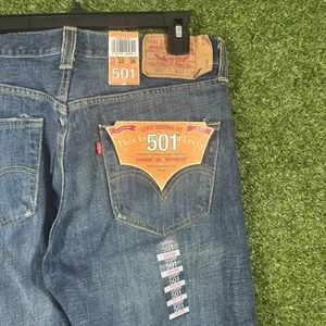 Levis 501 Jeans Mens 32x36 Button Fly VTG Medium Wash - Picture 1 of 8