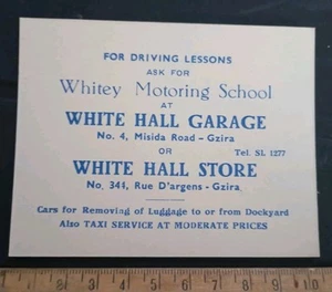 MALTA - BUSINESS CARD - WHITEY MOTORING SCHOOL GZIRA - Picture 1 of 2