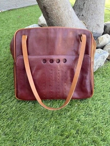 Vintage Banana Republic Brown Leather Briefcase Satchel Messenger Bag Purse - Picture 1 of 22