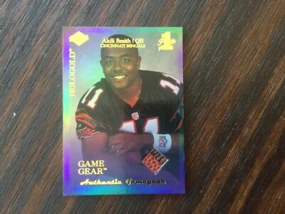 1999 Collectors Edge Authentic Game Gear ball patch Akili Smith RG3 Hologold RC - Image 1 of 2