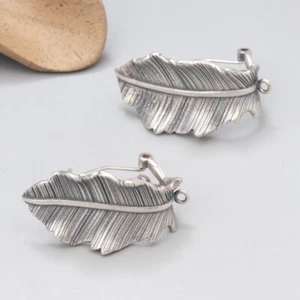 925 Sterling Silber Banane Blatt Creolen Omega Back Clip Ohrringe F1415 - Bild 1 von 5