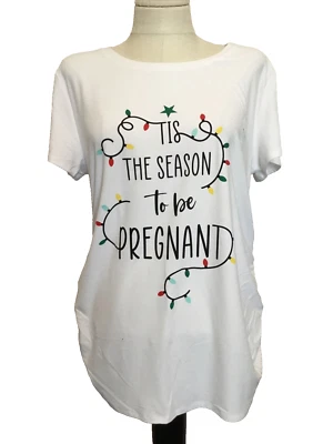 TIME AND TRU MATERNITY FITTED STRETCH Short Sleeve Graphic Tee Shirt Sz L - Image 1 of 4