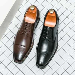 Zapatos de negocios para caballeros Oxford formales Zapatos de cena Zapatos de boda de novio - Imagen 1 de 25