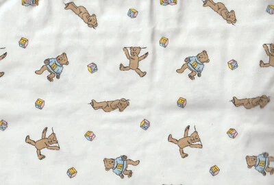 Teddy bear Painting Red Rhinos Cotton Knit Fabric 62" x 2 yds - Image 1 of 4