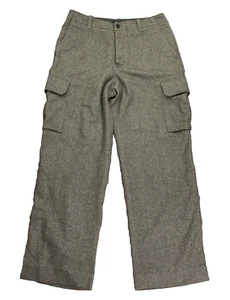 VTG J. Crew Brown Wool Blend Military Style Tweed Cargo Pants 32x30 - Picture 1 of 15