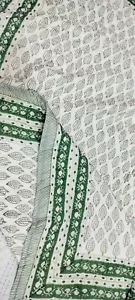 Indian Green & White Kantha Quilt Bedspread Throw Cotton Bedcover Block Print - Picture 1 of 8