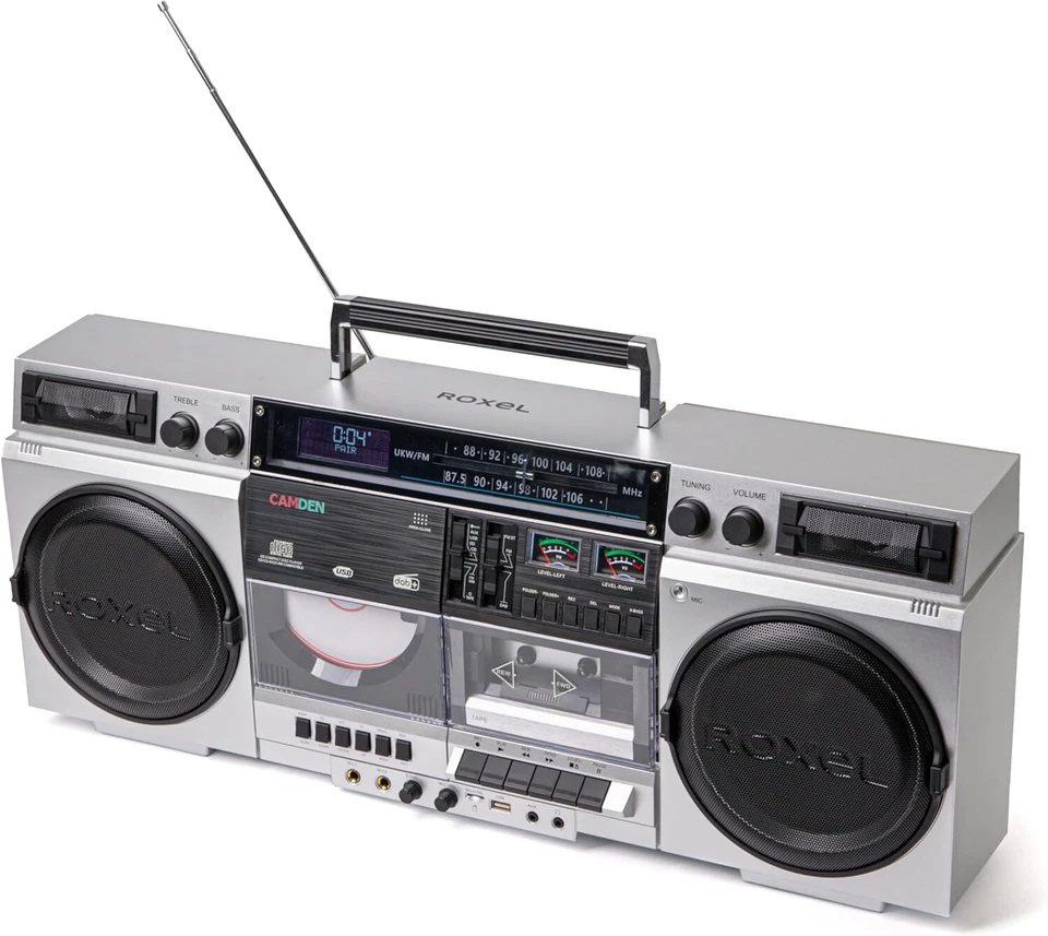 Roxel Camden Retro Cassette CD Player Boombox with DAB/FM Radio, Portable - Image 1 of 4