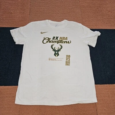 Пятна * Milwaukee Bucks Nike взрослая футболка большой белый 2021 2 x NBA чемпионов J1a - Изображение 1 из 4