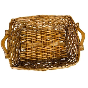 Grapevine Wicker Flower Market Basket Decorative MCM Wooden Handles Farmhouse - Picture 1 of 15