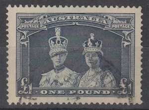AUSTRALIA 1937 £1 KGVI ROBES VFU (ID:131/D63728) - Picture 1 of 1