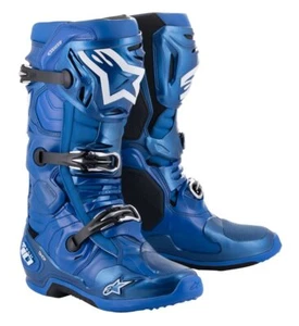 Boots Man Alpinestars Tech 10 Blue Black Motocross Enduro MX Boots - Picture 1 of 2