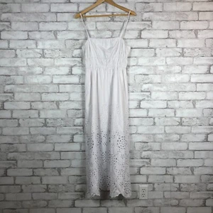 Madewell 168 $ Damen-Midikleid bestickt Tank Popeline weiß Größe 4 NS131 neu mit Etikett - Bild 1 von 9