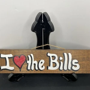 Buffalo Bills NFL Holz Wandschild 2,5 x 10 cm "I Heart the Bills" Handarbeit - Bild 1 von 7