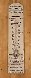 Vtg wooden thermometer Dr A C Daniels Wellman Chicago Illinois IL Horse dog cat - Picture 1 of 17