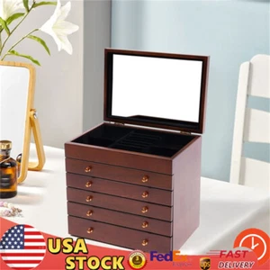 Vintage 6 Ebenen Schmuckkästchen Holzpaket Aufbewahrung Organizer Etui mit 5 Schubladen - Bild 1 von 14