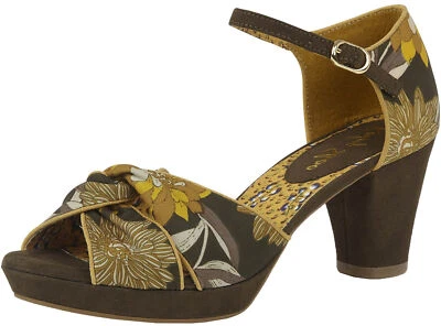 Ruby Shoo XANTHE Vintage FLORAL Blumen Riemchen SANDAL Pumps Olive Rockabilly - Bild 1 von 2