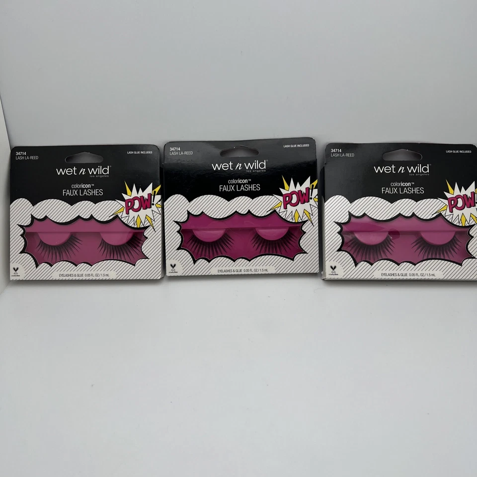 Wet n Wild Coloricon pestañas sintéticas edición limitada 34714 pestañas-LA-Reed lote de 3 Foto 1 de 2