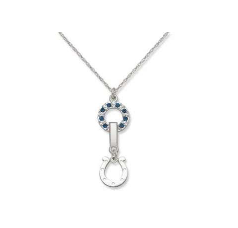 Indianapolis Colts Horseshoe Blue Crystal Women's Fashion Pendant Necklace Cover