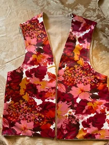 Vintage 60er 70er Hippie Flower Power Weste Wende beige/rot gold geblümt Medium - Bild 1 von 6