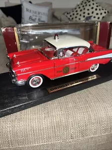 Chevrolet Bel Air Fire Chief 1957 1:18 Die Cast Metal Mint Model Box Good - Picture 1 of 11