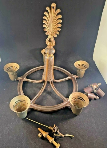 1930s Lightolier 5 Light Slip Shade Fixture , Frame Cover