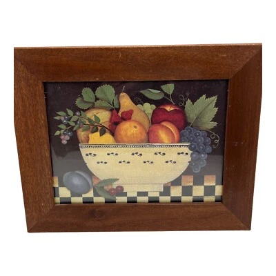 Country Style Fruit Bowl Art Print Diane Ulmer Pedersen 1996 Framed Decor Retro - Image 1 of 4