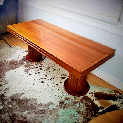 Antique Fluted Wooden Column Leg Coffee Table Cover