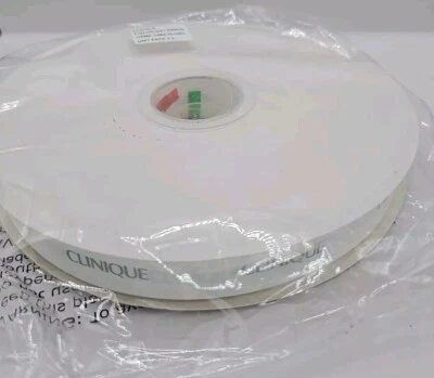 Clinique White Holiday Ribbon Silver Letters 1 in Wide Gift Wrap Trim Beauty - Image 1 of 2