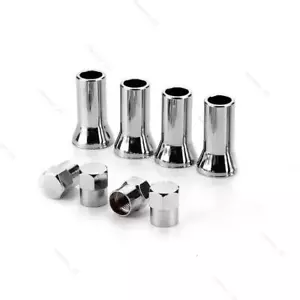 8Pcs/Set TR413 Universal Chrome Car Tire Wheel Rim Valve Stem Sleeve Hex Caps - Picture 1 of 14