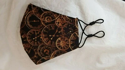 STEAMPUNK FACE MASK / COVERING - CLOCKS QUALITY Breathable Washable FM25 - Image 1 of 4