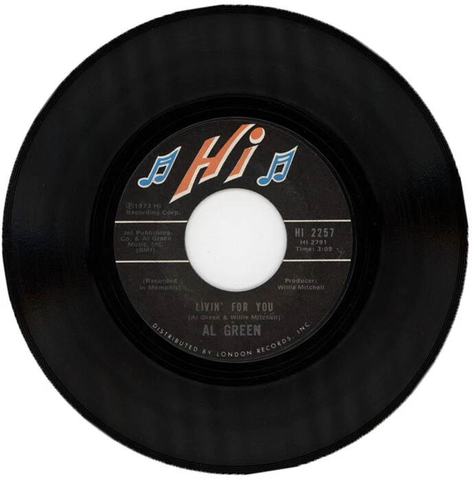 AL GREEN "LIVIN' FOR YOU c/w IT AIN'T NO FUN TO ME" 1973 SOUL - Image 1 of 1