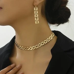 Reino Unido Mujeres Damas Moda Joyería de Oro Collar Pendientes Colgantes Conjunto Regalo de Boda - Imagen 1 de 13