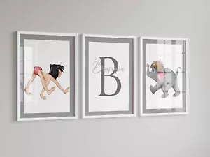 Personalised Jungle Book Nursery Prints , bedroom print (Set of 3 ) Nursery Deco - Picture 1 of 1