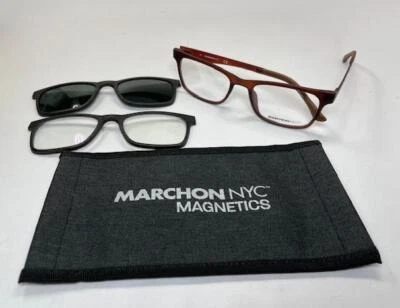 NUEVO MARCHON M-1501 210 210 Marrón Mate MAG-SET Anteojos 52mm con 2 Clips Extra Foto 1 de 4
