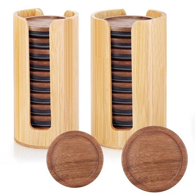 AFOROEOA 2 Pack Mason Jar Lid Organizer (Wide Mouth & Regular Mouth) Bamboo Ball Wooden