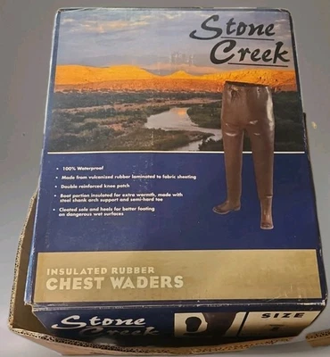 Stone Creek Insulated Rubber Chest Waders Size 8 Fishing Hunting Boots - Image 1 of 4