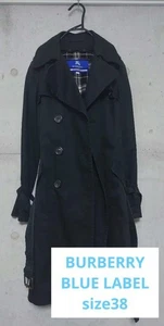 Burberry Blue Label Black Trench Coat Size 38 From Japan - Picture 1 of 24