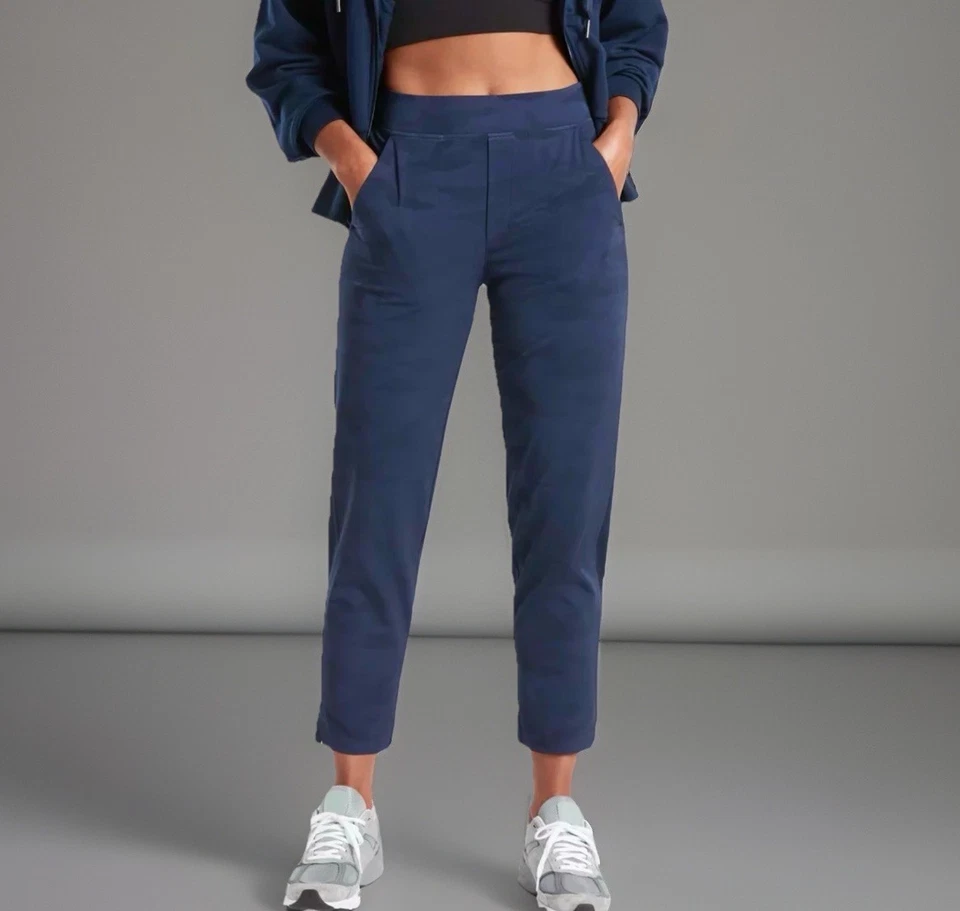 ATHLETA 裤子女式 8 码海军蓝布鲁克林踝轻便运动休闲裤 — 第 1/4 张图片