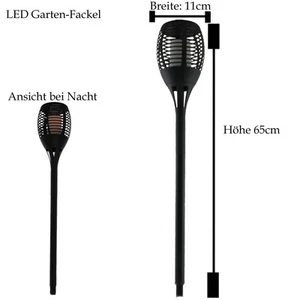 LED Solar Garden Torch 10x1 Piece Height 24 13/16in Diameter 4 5/16in Flicker - Picture 1 of 3