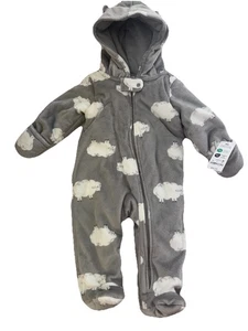 NEW Carters Gray Sheep Fleece Baby Bunting Snow Suit Size 6 Months Unisex NWT - Picture 1 of 6