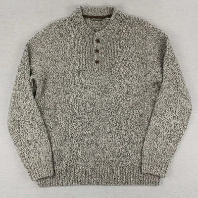Suéter Eddie Bauer Henley Para Hombre Talla XL Negro Gris Blanco Lana Mezcla de Nailon Foto 1 de 4