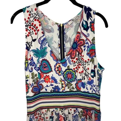 Vestido MILLY Floral Maxi Profundo Cuello en V Sin Mangas Talla Grande Jersey Elástico Foto 1 de 4