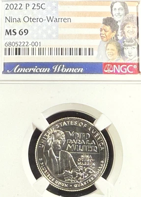 2022 P NINA OTERO-WARREN AMERICAN WOMEN QUARTER NGC MS 69 - Image 1 of 2