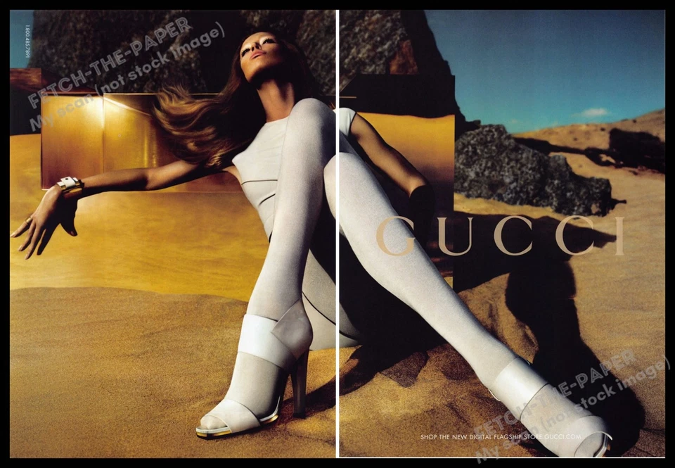 Gucci 2010s Print Advertisement (2 pages) 2010 Legs White Tights Desert Sand - Image 1 of 1